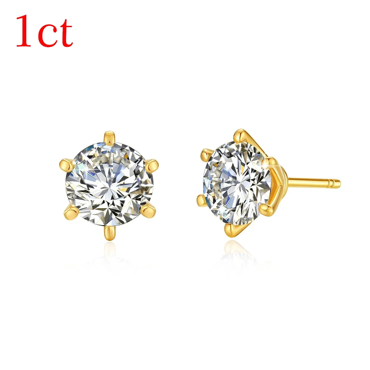 SZJINAO 18K Gold Moissanite Solitaire Earring Studs