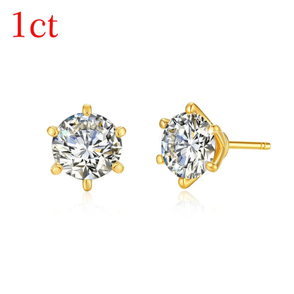 SZJINAO 18K Gold Moissanite Solitaire Earring Studs