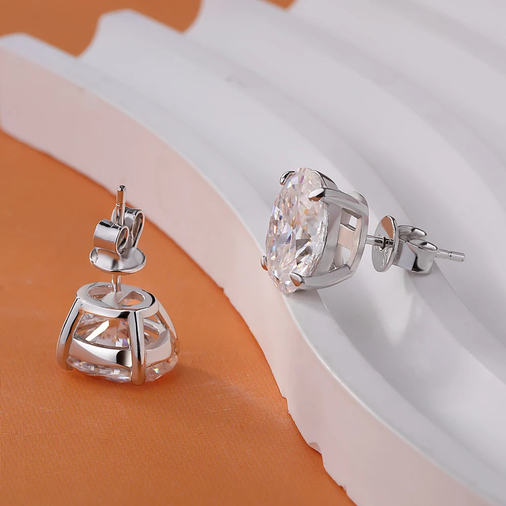 1-4CT Real Moissanite Stud Earrings For Women 925 Sterling Silver Oval Diamond Ear Stud Wedding Party Gift Jewelry GRA Certified