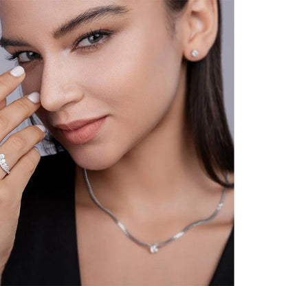 COSFIX D Color Moissanite Ring Round Cut Moissanite Rings for Women Luxury 925 Silver Women&