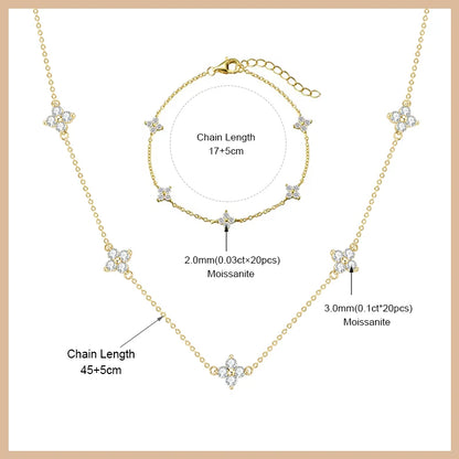 OXTAO Moissanite Earrings Pendant Necklace Set