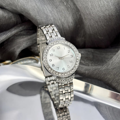 Women Curved Convex Glass Stainless Steel Watch