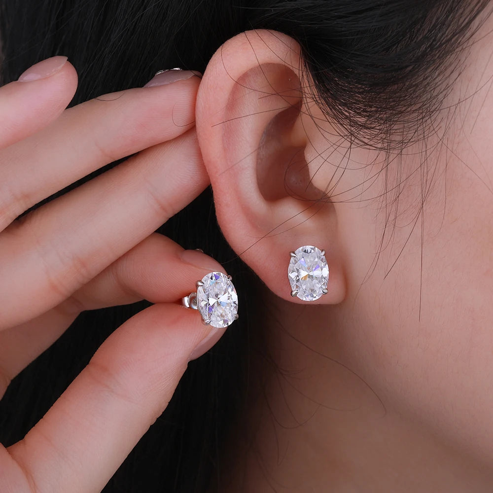 1-4CT Real Moissanite Stud Earrings For Women 925 Sterling Silver Oval Diamond Ear Stud Wedding Party Gift Jewelry GRA Certified