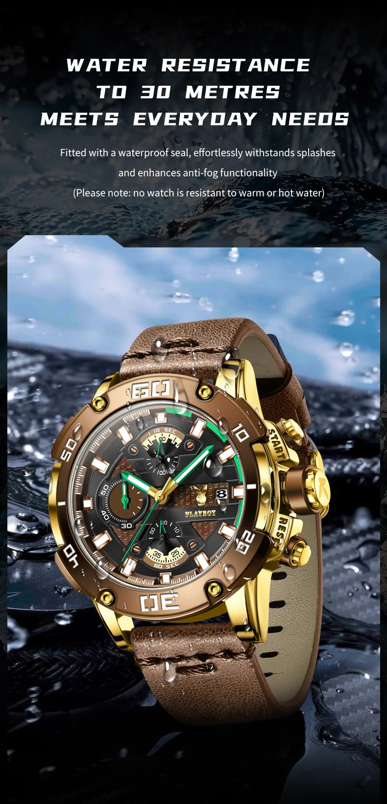 Orologi cronografici da uomo PLAYBOY, resistenti all&