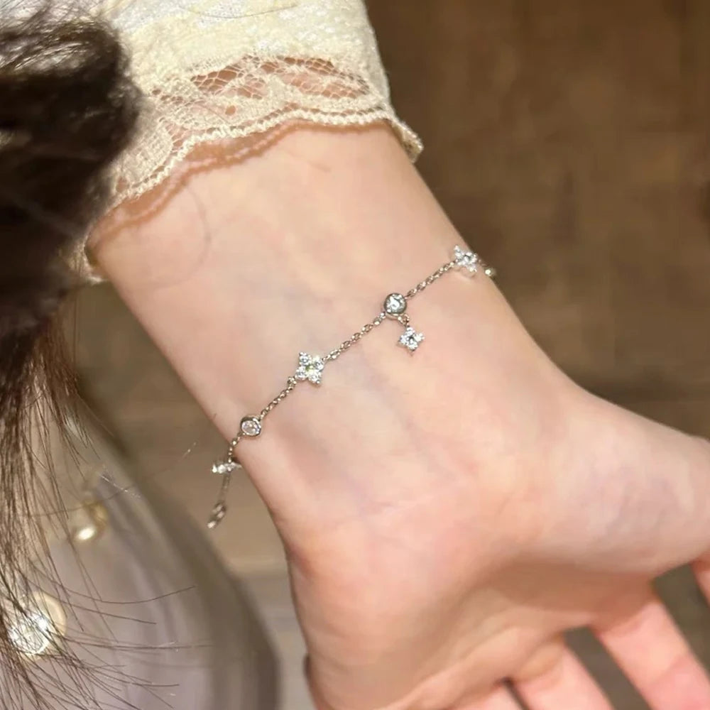 Anziw Certified D-E Moissanite Bracelet 925 Sterling Silver Women&