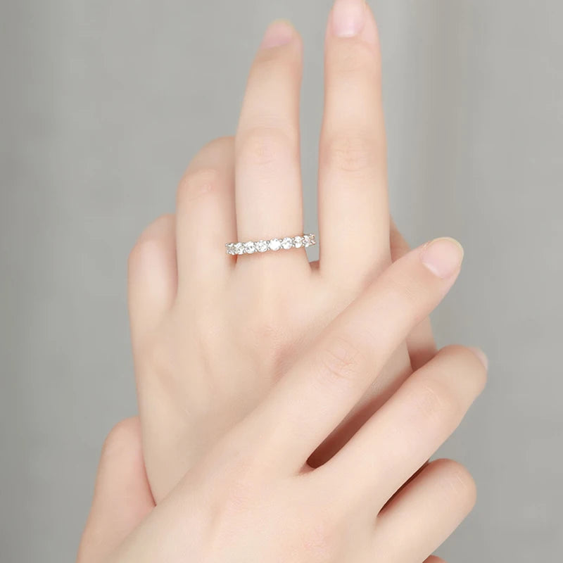 Smyoue 3mm Certified Moissanite Rings for Women Full Diamond Sparkling Bride Jewelry Wholesale 100% 925 Sterling Silver