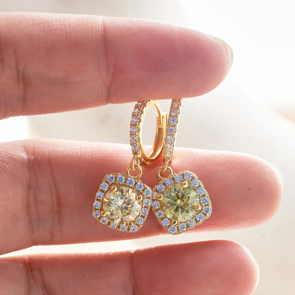 JoyceJelly 1ct GRA Certified Moissanite Earrings Color VVS D Solid Sterling Silver 925 18K Gold Plated