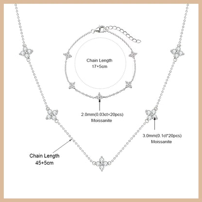 OXTAO Moissanite Earrings Pendant Necklace Set