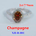 Women Moissanite Ring s925 Silver Oval Cut Blue or Champagne Moissanite Rings for Women Luxury