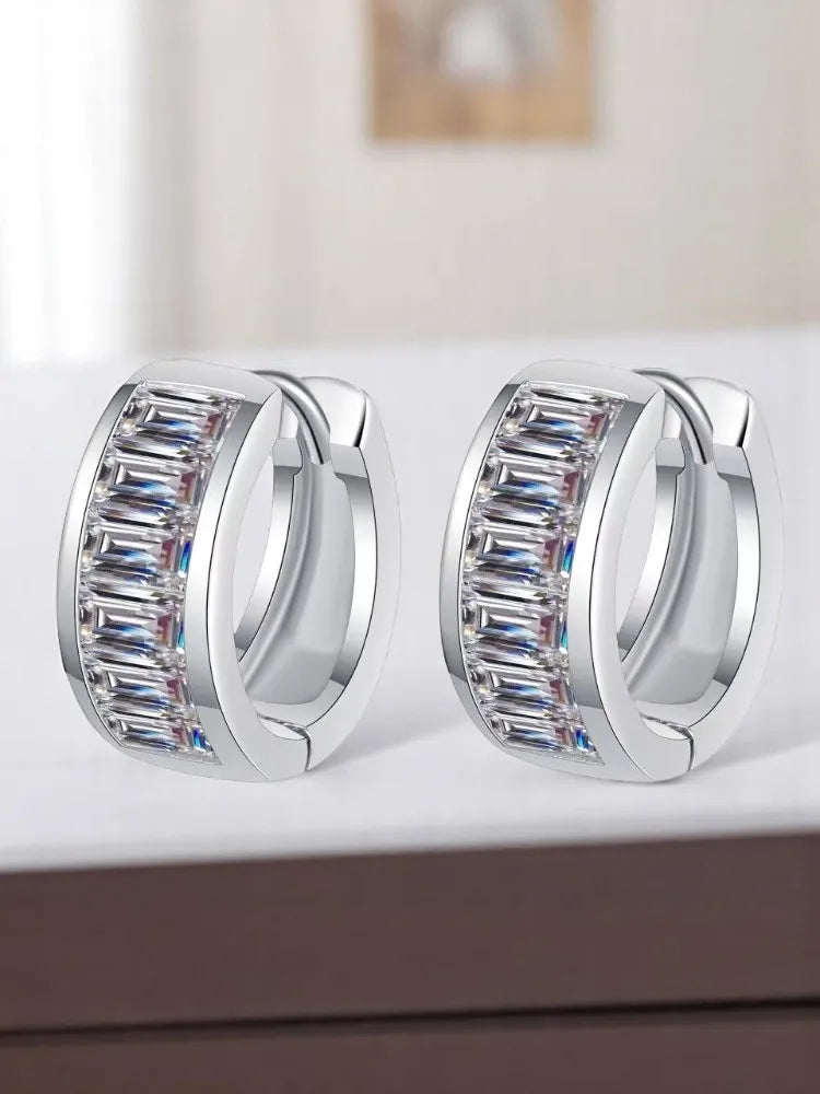 925 silver earrings  Certified Moissanite Rectangular High-end Personalized Light luxury Earrings is suitable for daily wear