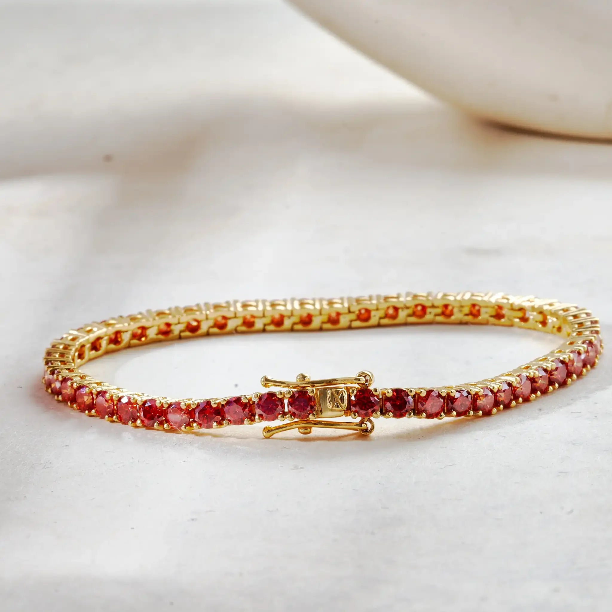 GRA Certified 5mm Red Color Moissanite Tennis Bracelet For Women S925 Silver Gem Bracelet Plated 18K Fine Jewelry Gift
