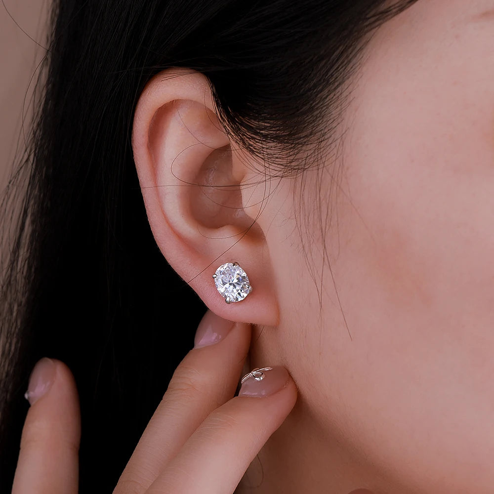 1-4CT Real Moissanite Stud Earrings For Women 925 Sterling Silver Oval Diamond Ear Stud Wedding Party Gift Jewelry GRA Certified