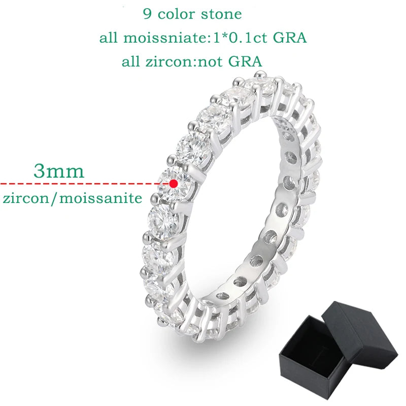Smyoue 3mm Certified Moissanite Rings for Women Full Diamond Sparkling Bride Jewelry Wholesale 100% 925 Sterling Silver