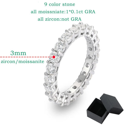 Smyoue 3mm Certified Moissanite Rings for Women Full Diamond Sparkling Bride Jewelry Wholesale 100% 925 Sterling Silver