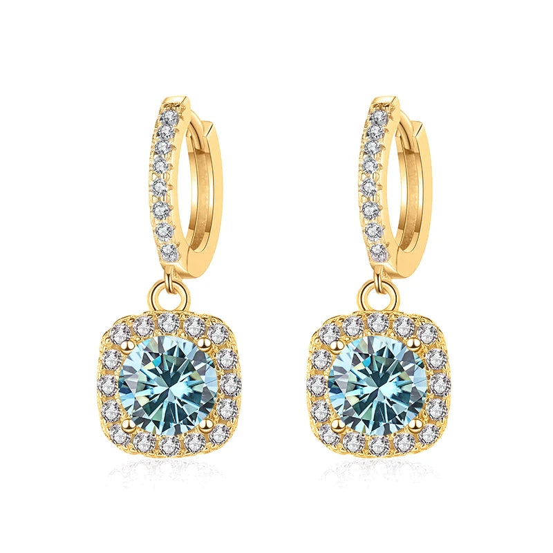 JoyceJelly 1ct GRA Certified Moissanite Earrings Color VVS D Solid Sterling Silver 925 18K Gold Plated