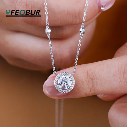 FEOBUR Sterling Silver &amp; Moissanite O-Chain Necklace