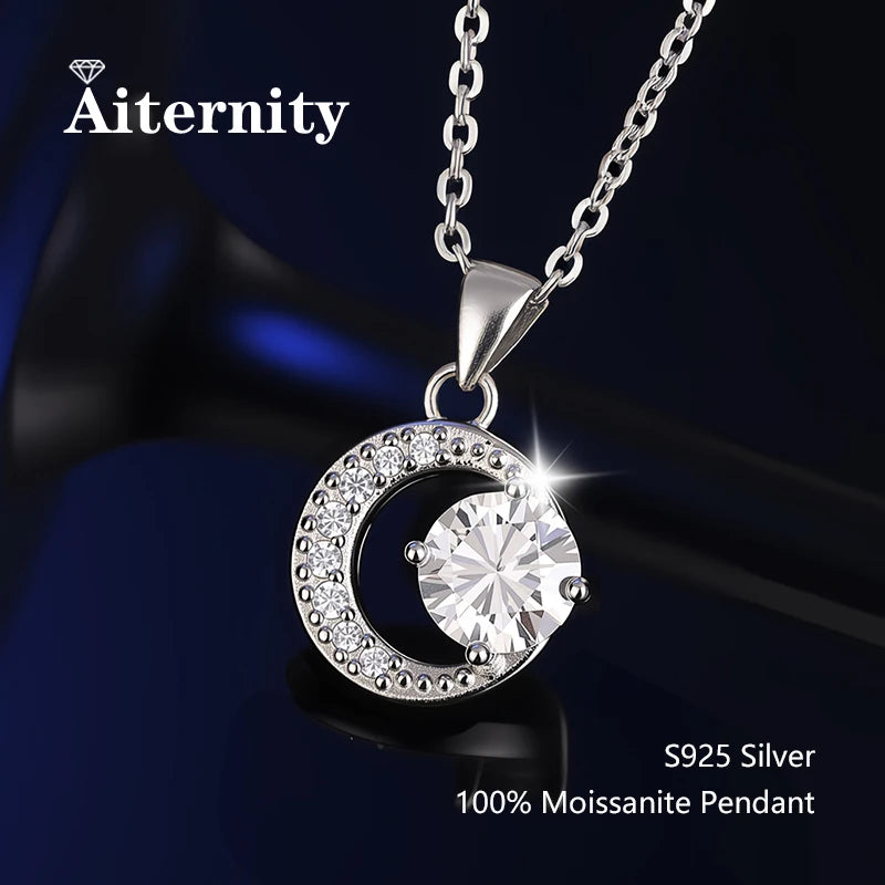 GRA Certificate 100% Real Moissanite Pendant Necklace D Color 1 Carat for Women Wedding Bridal S925 Sterling Silver Fine Jewelry