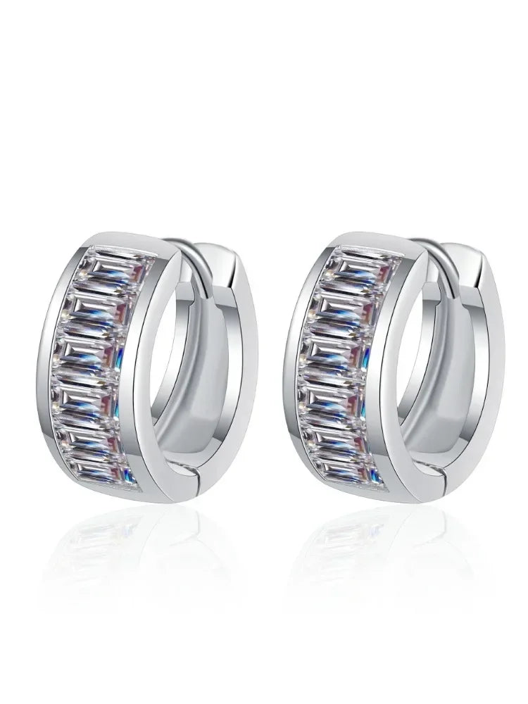 925 silver earrings  Certified Moissanite Rectangular High-end Personalized Light luxury Earrings is suitable for daily wear