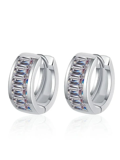 925 silver earrings  Certified Moissanite Rectangular High-end Personalized Light luxury Earrings is suitable for daily wear
