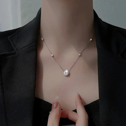 FEOBUR Sterling Silver &amp; Moissanite O-Chain Necklace