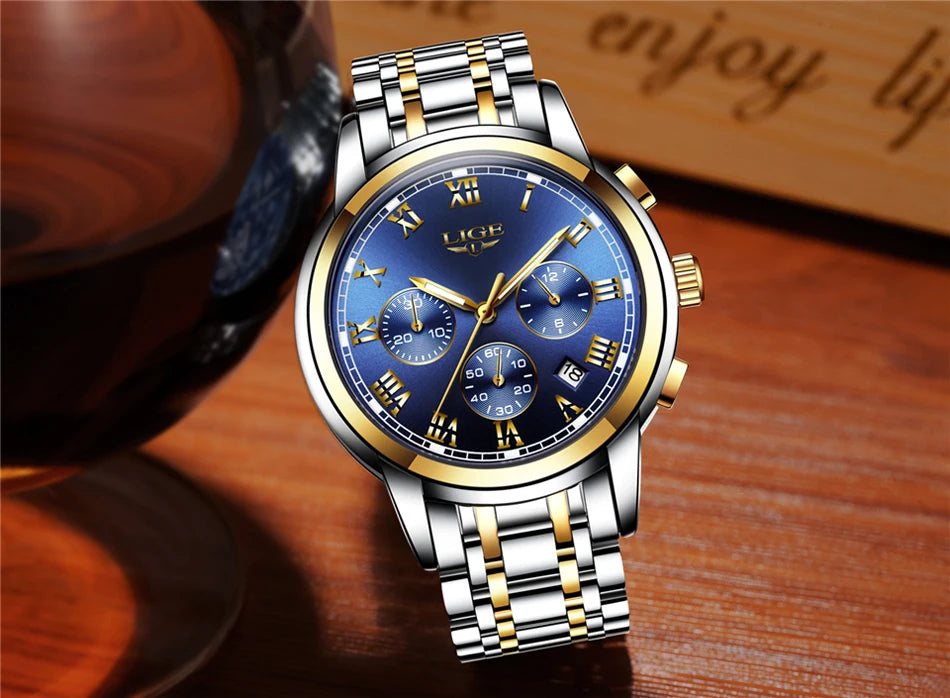 LIGE Relojes Hombre Chronograph Watch