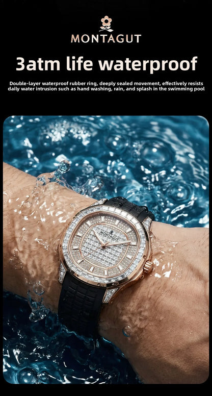 MONTAGUT Herrenuhr in Roségold mit Silikonarmband