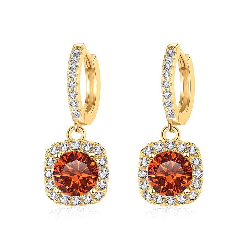 JoyceJelly 1ct GRA Certified Moissanite Earrings Color VVS D Solid Sterling Silver 925 18K Gold Plated
