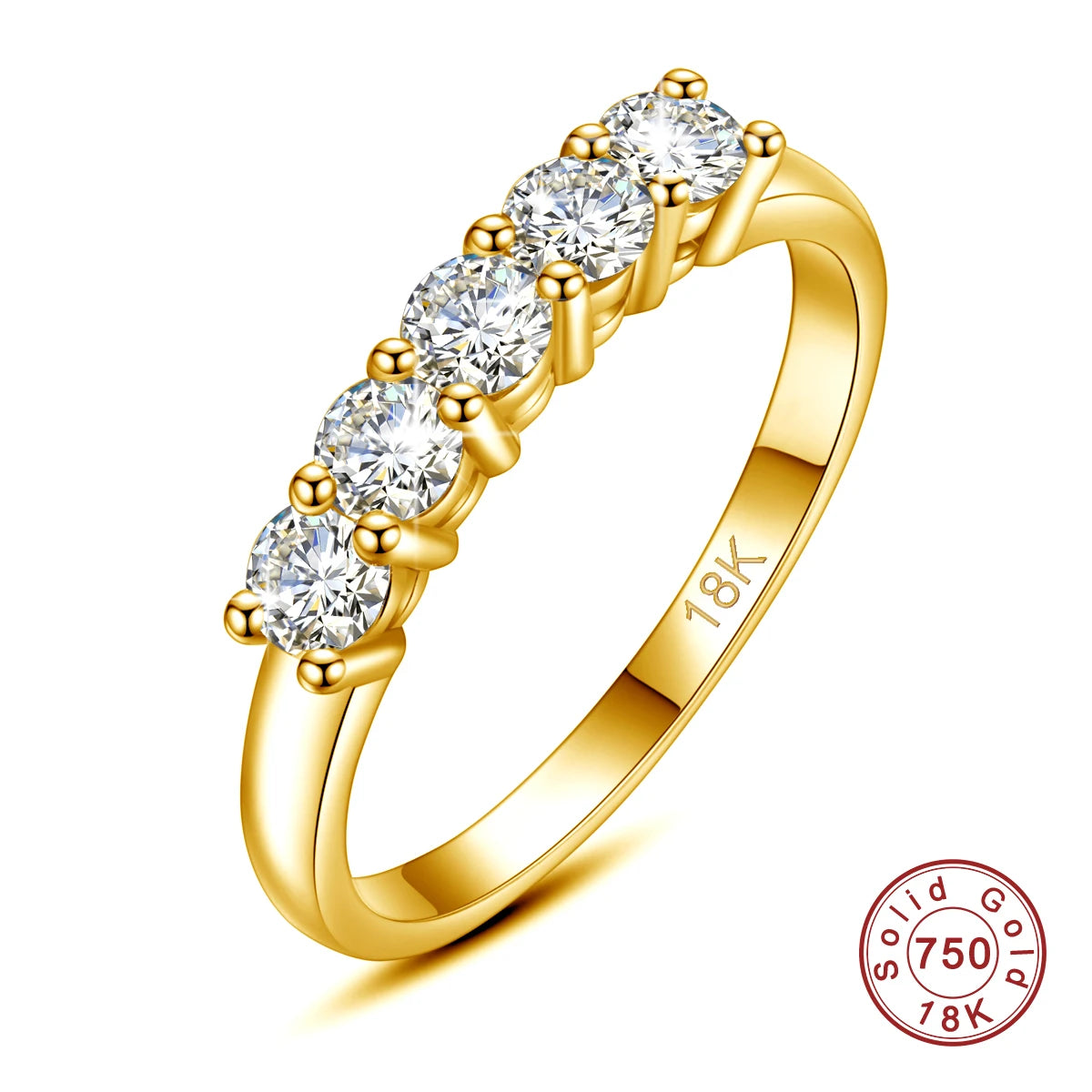 18K Gold &amp; Moissanite Half Eternity Band