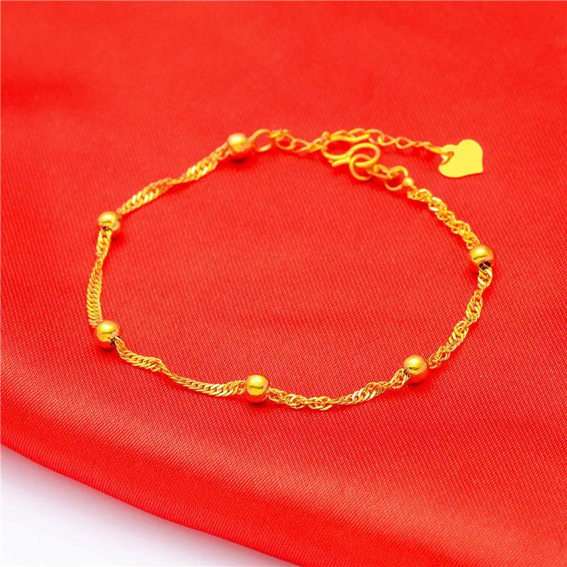 24K Pure Gold Bracelet For Women AU999 Real Gold Leaf Chain Bracelet Luxury Fine Jewelry Wedding Party Gift