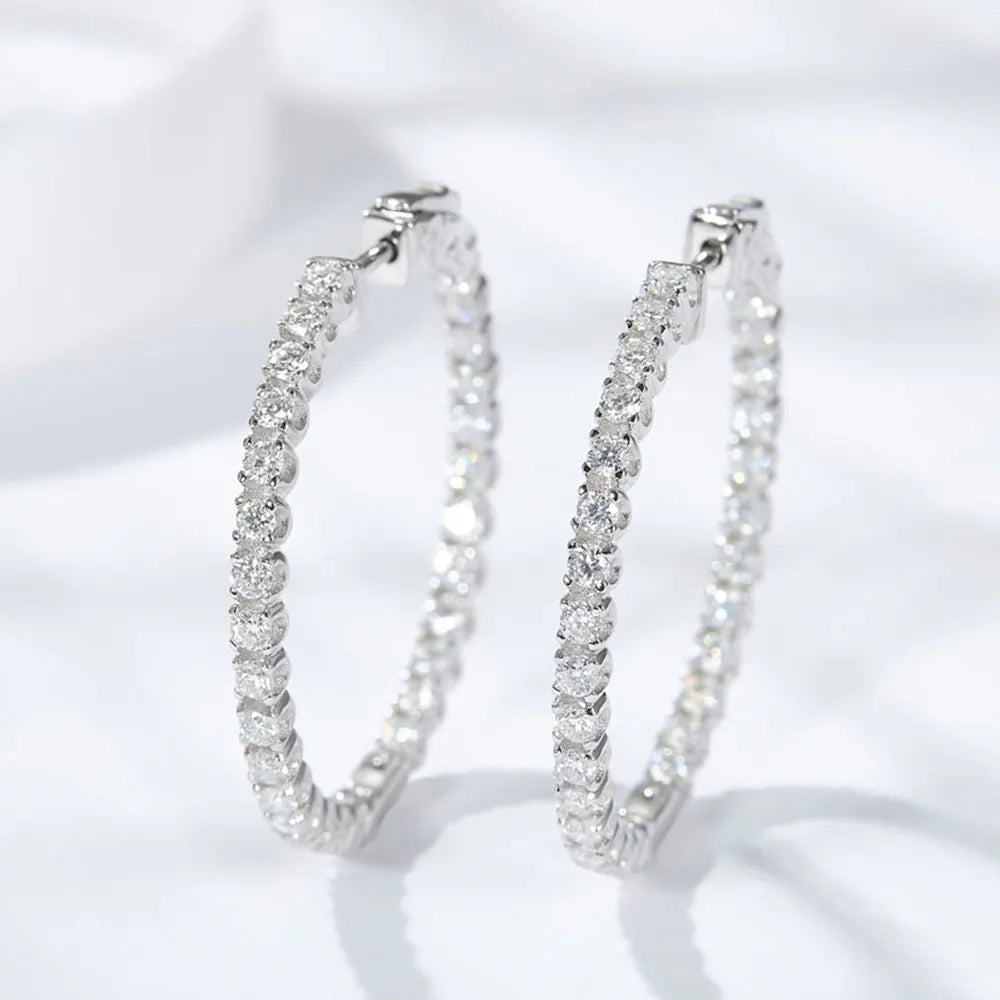 Hoop Moissanite Earrings for Women GRA Certified 2mm D VVS1 s925 Sterling Silver Plated 18k White Gold Diamond Wedding Earring