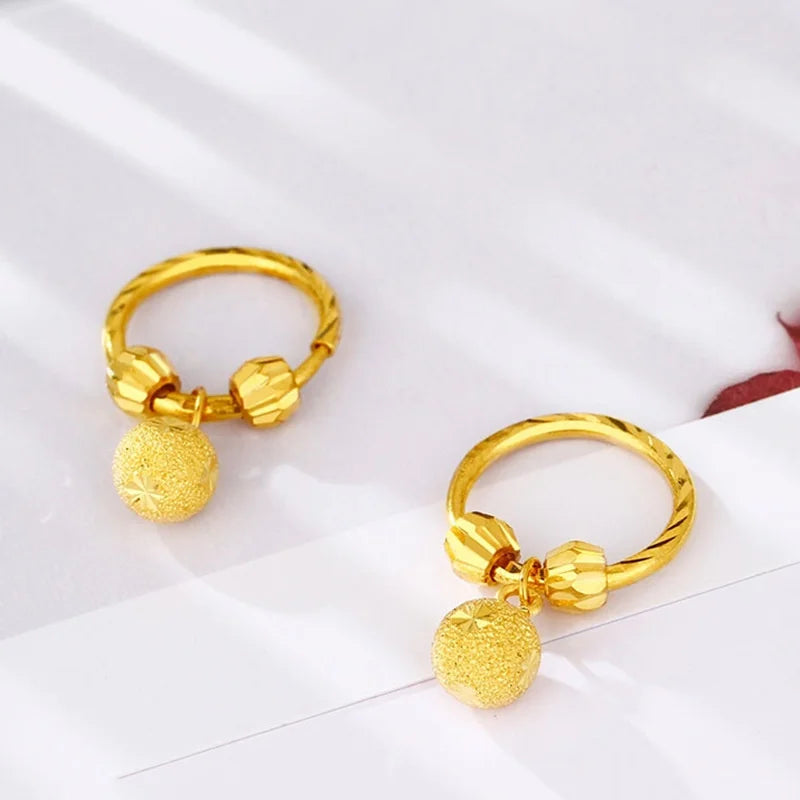 AU750 18K gold women's earrings with round bead heart-shaped design, fashionable and exquisite jewelry, a high-end gift for her
