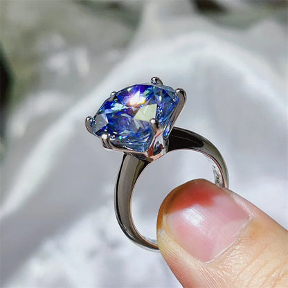 5/10CT Round Cut Women Moissanite Ring s925 Silver Pink/Green/Blue Moissanite Rings for Women Luxury Big Women Moissanite Ring