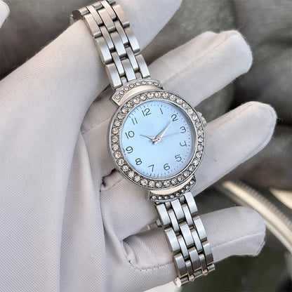 Women Curved Convex Glass Stainless Steel Watch