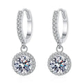 925 Sterling Silver 1 Carat Moissanite Round Earrings for Women Luxury Evening Style