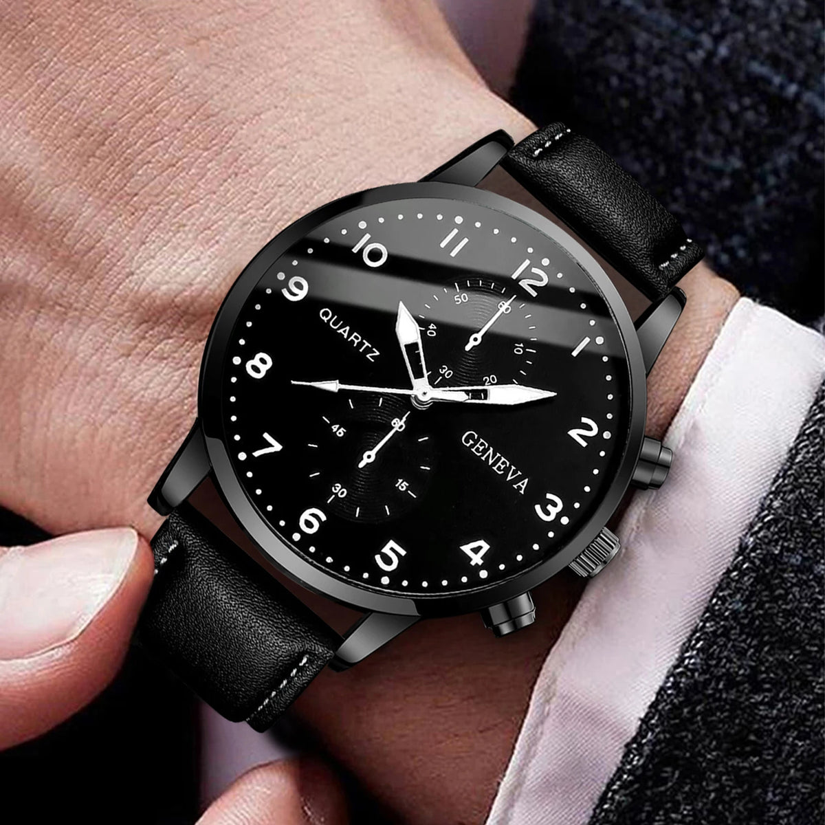RUNERR Set Orologio da Uomo Nero