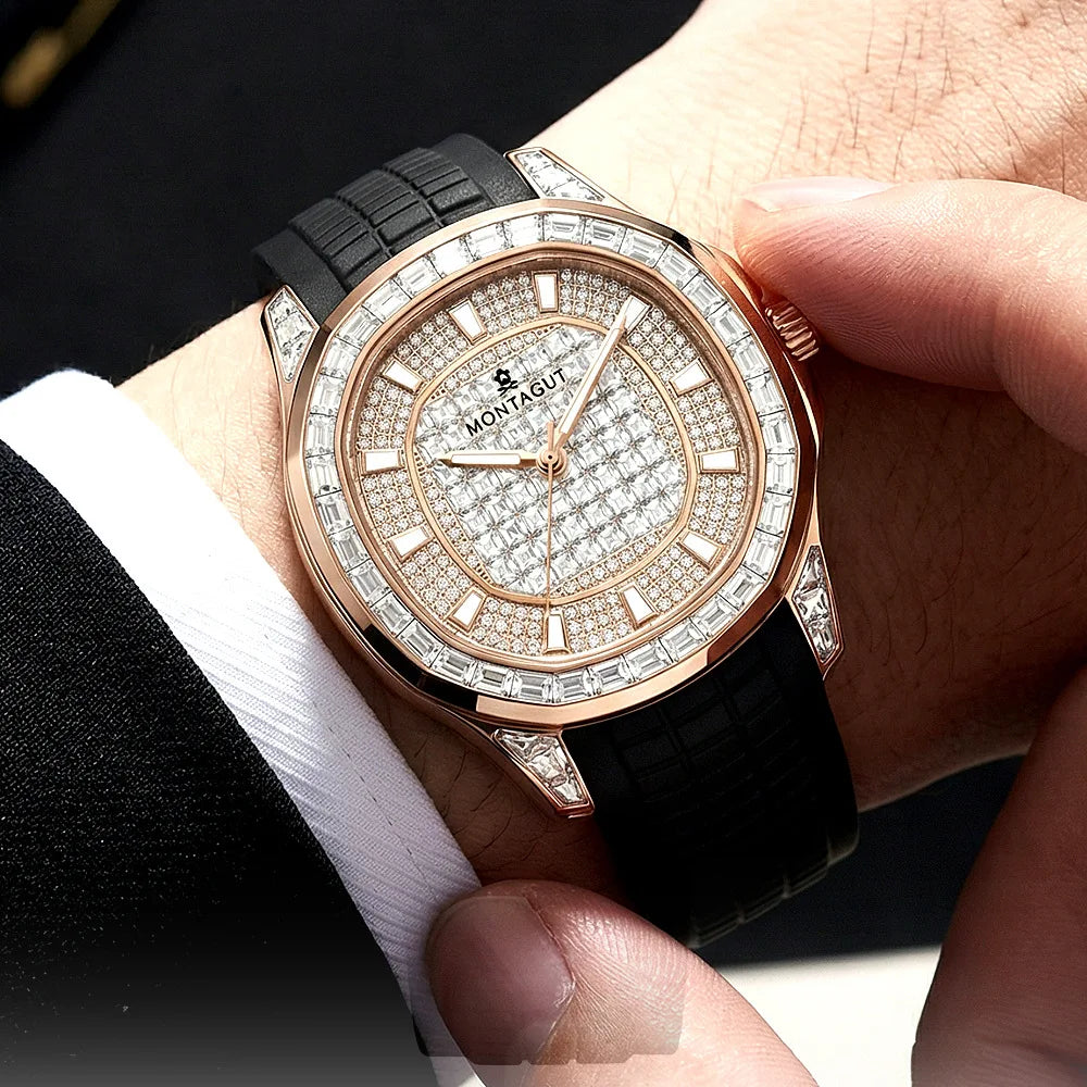 MONTAGUT Herrenuhr in Roségold mit Silikonarmband