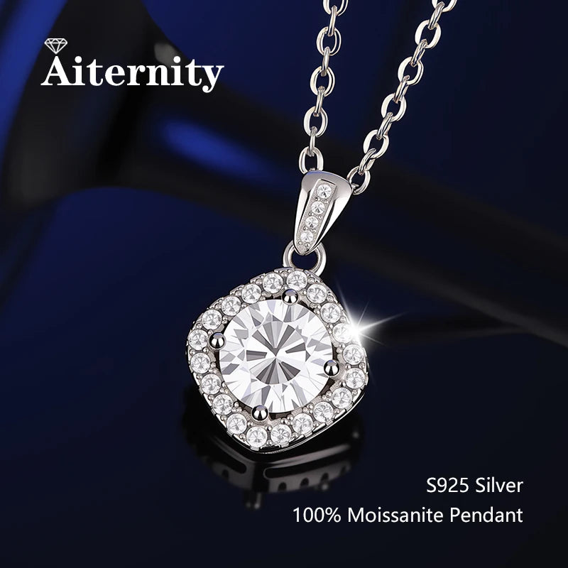 GRA Certificate 100% Real Moissanite Pendant Necklace D Color 1 Carat for Women Wedding Bridal S925 Sterling Silver Fine Jewelry