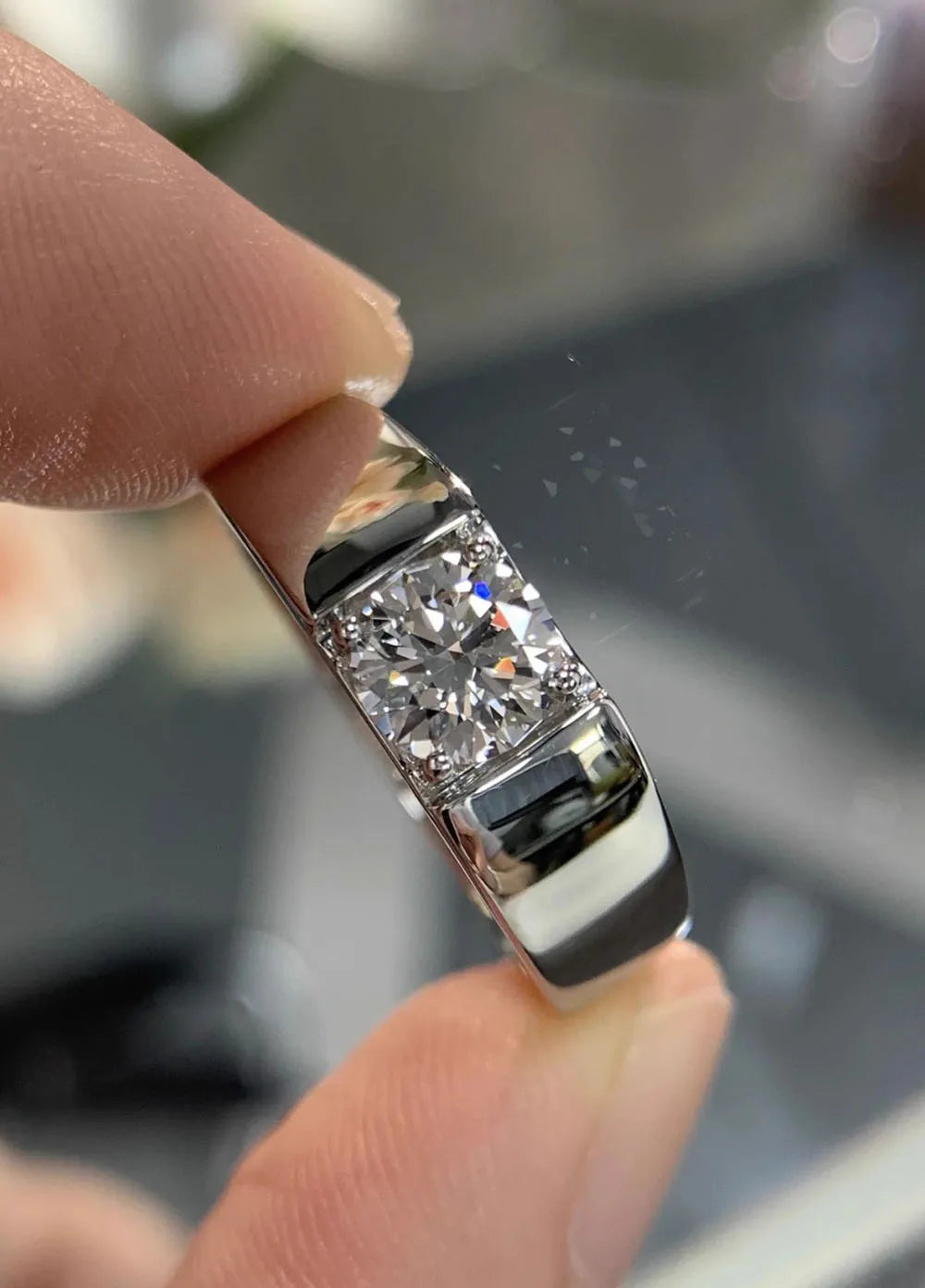 14K Gold and Lab Grown Diamond Mens Ring