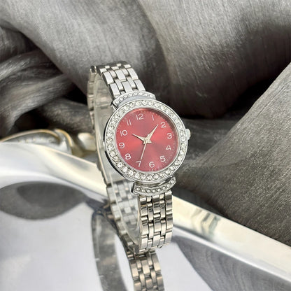 Women Curved Convex Glass Stainless Steel Watch