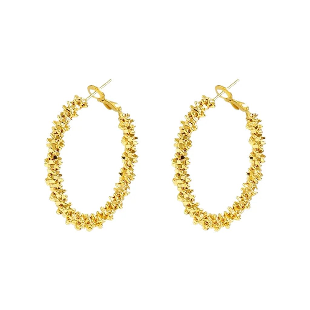 24K Gold AU999 Fashion Chic Fragmented Hoop Earrings for Women - Minimalist Design, Irregular Fragmented Hoop