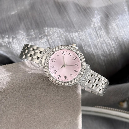 Women Curved Convex Glass Stainless Steel Watch