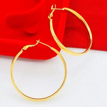 18K Gold 3cm Hoop Earrings