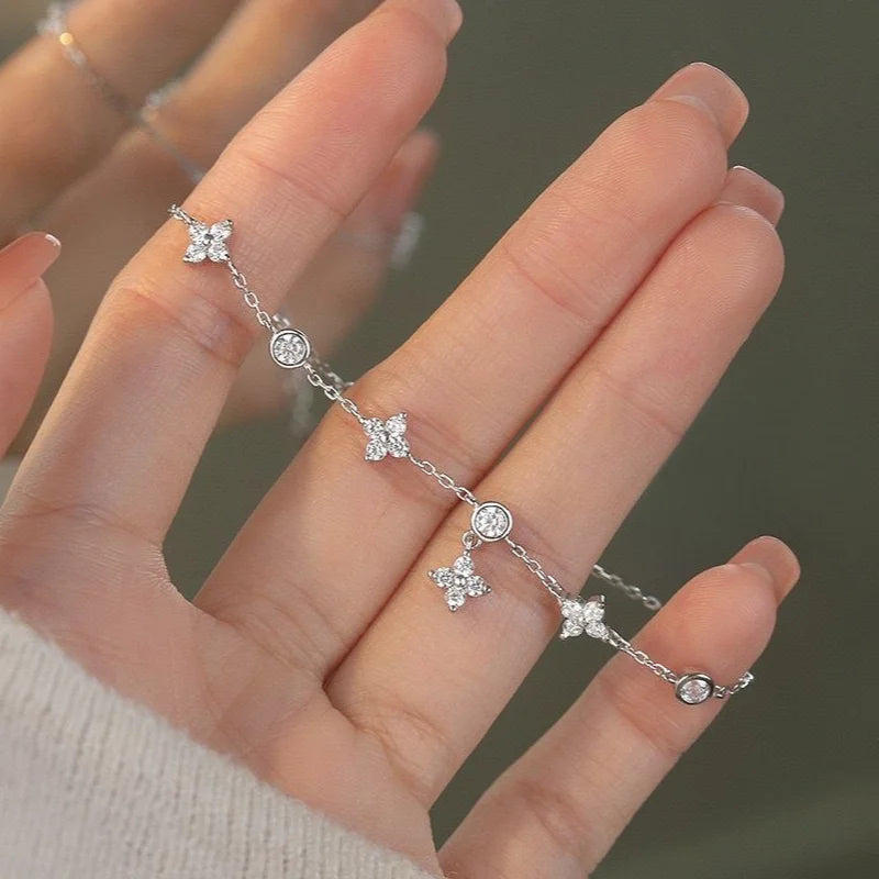 Anziw Certified D-E Moissanite Bracelet 925 Sterling Silver Women&