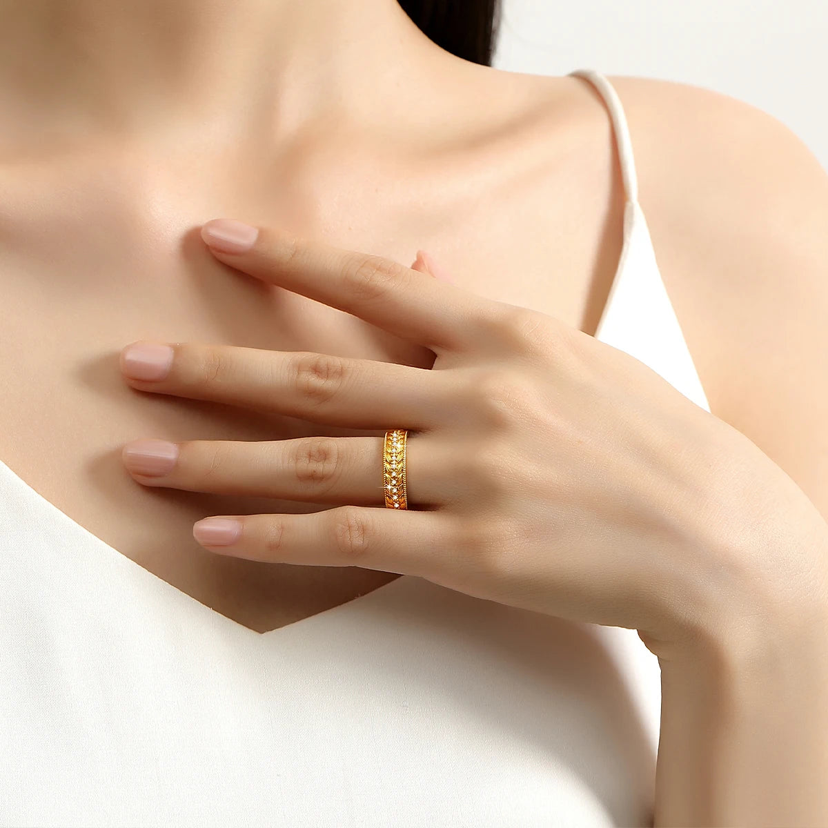 Genuine 100 18K Gold Ring AU750 