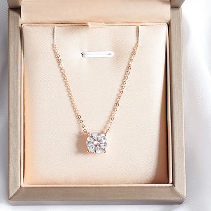 SMYOUE farbenfrohe 1–5 ct Halskette aus Roségold mit Moissanit