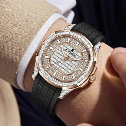 MONTAGUT Herrenuhr in Roségold mit Silikonarmband