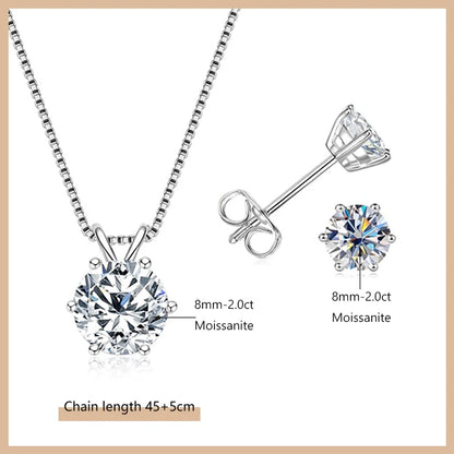 OXTAO Moissanite Earrings Pendant Necklace Set