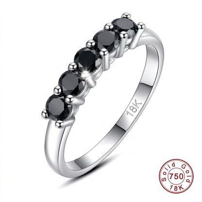 18K Gold &amp; Moissanite Half Eternity Band